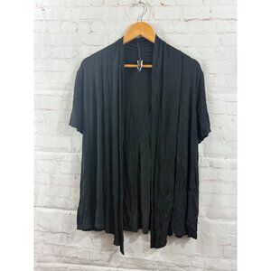 Moa Collection Cascading Open Front Stretch Cardigan Black Womens Size XL